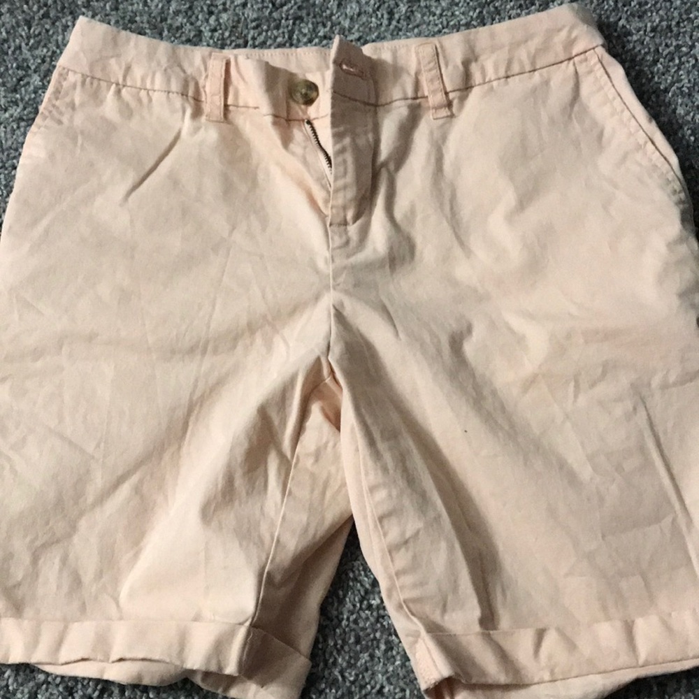 Long above knee shorts peach tone